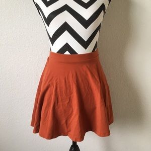 Rust Skater Mini Skirt